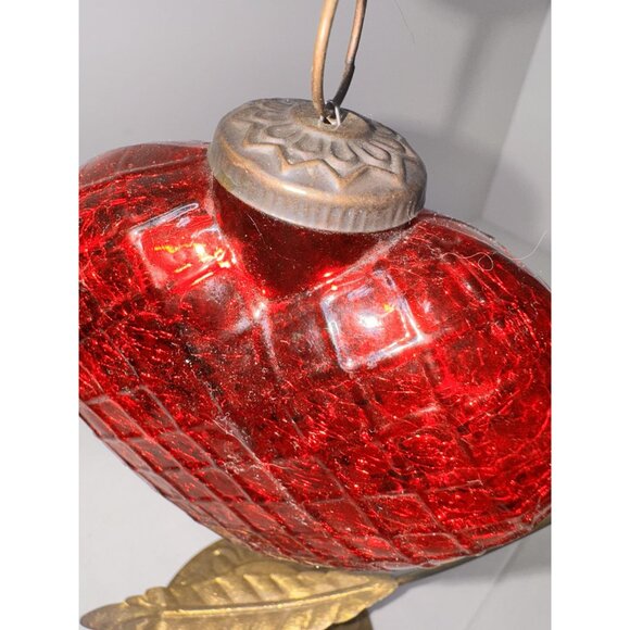 Heart-Shaped valentine kugel Red Glass Christmas Ornament With Metal Cap - Picture 2 of 3